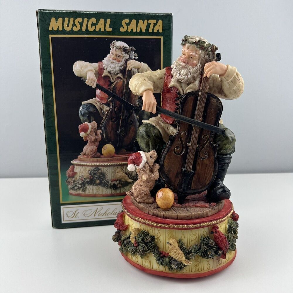 St. Nicholas and Me Musical Santa Plays Santa Clause Is Coming To Town Resin